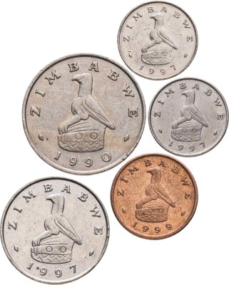 купить Зимбабве, набор монет 1-50 центов 1990-1999 (5 шт.)