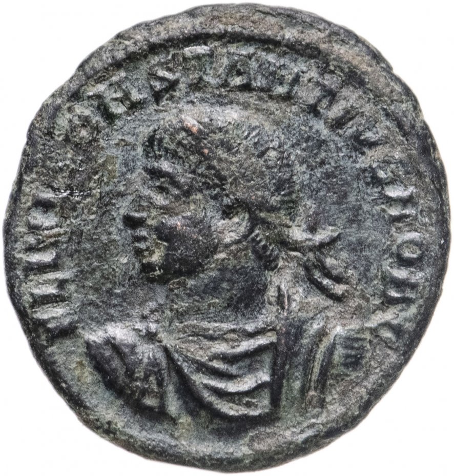 купить Римская Империя, Констанций II, 324–361 гг, Нуммий (реверс: крепостная башня, без дверей, с двумя зубцами, вверху одна звезда)