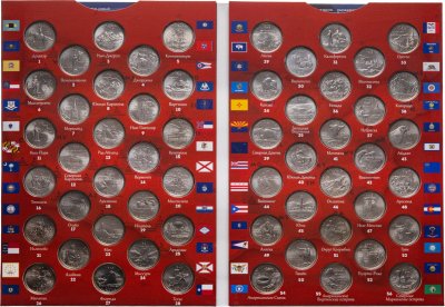 купить США полный набор из 56 монет 25 центов (квотер) серии "Штаты и территории" 1999-2009 в альбоме