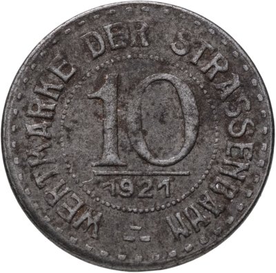 купить Германия, Бреслау, нотгельд 10 пфеннигов 1921 (трамвайный жетон)