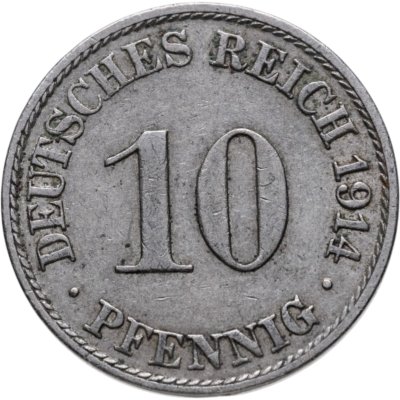 купить Германия 10 пфеннигов 1914 знак монетного двора: "A"