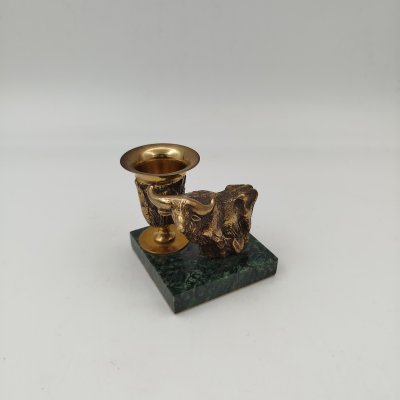 купить Подсвечник настольный "Бык" (на одну свечу), латунь, змеевик, Российская Федерация, 2000-2020 гг.