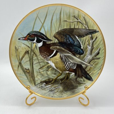 купить Тарелка "Каролинская утка", автор Basil Ede, серия "Водоплавающие птицы мира", фарфор, деколь, золочение, Haviland, Limoges France, Франция, 1981 г.