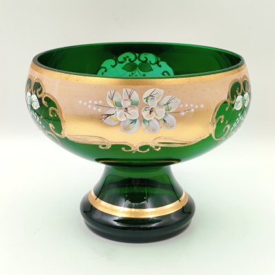 купить Ваза для десертов (фруктовница), стекло, лепка, смальта, золочение, Bohemia Crystal (Bohemia Glass), Чехия, 1980-2000 гг.