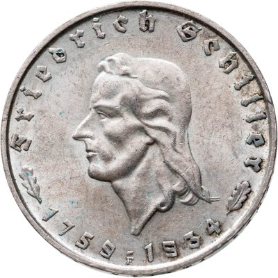купить Германия, Третий рейх 2 рейхсмарки (reichsmark) 1934 "175 лет со дня рождения Фридриха Шиллера"