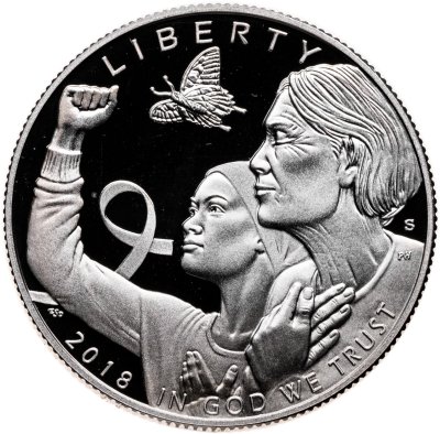 купить США 50 центов (1/2 доллара, half dollar) 2018 S осведомленность о раке молочной железы знак монетного двора: "S" - Сан-Франциско
