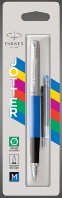 Купить Перьевая ручка Parker Jotter, цвет ORIGINALS BLUE CT, цвет чернил синий/черный, толщина линии M, В БЛИСТЕРЕ, Металлы: нержавеющая сталь, пластик, 2026 г.