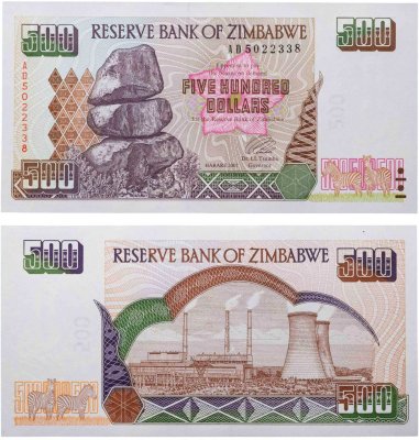 купить Зимбабве 500 долларов 2001