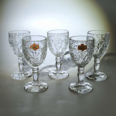 купить Набор из 5-ти рюмок с растительным декором, хрусталь, Kristal Zajecar, Югославия, 1970-1990 гг.