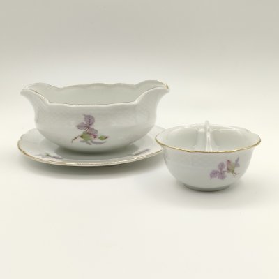 купить Набор из соусника на подставке и миниатюрной менажницы, фарфор, деколь, золочение, Thun (Тун), Чехословакия, 1970-1992 гг.
