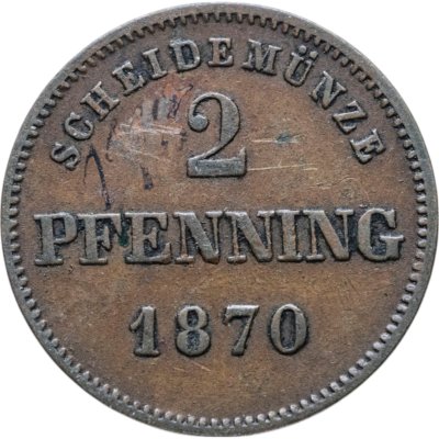 купить Германия, Бавария 2 пфеннига 1870