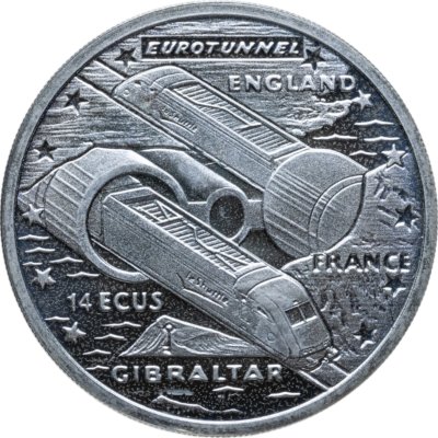 купить Гибралтар 14 экю 1993 Тоннель под Ла-Маншем (Евротоннель)
