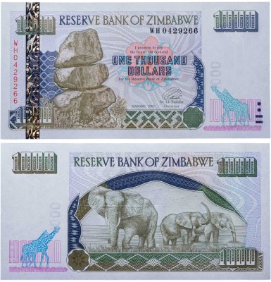 купить Зимбабве 1000 долларов 2003