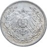 Купить Германия 1/2 марки (mark) 1915 Знак монетного двора: "F" - Штутгарт