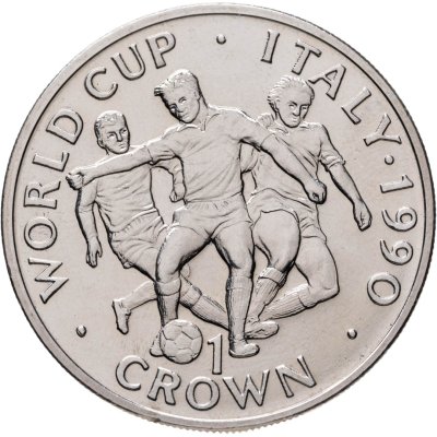 купить Гибралтар 1 крона 1990 "Чемпионат мира по футболу 1990 - три игрока"