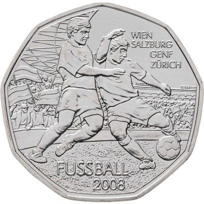 купить Австрия 5 евро 2008 "Чемпионат Европы по футболу 2008 года. Вена, Зальцбург, Генф, Цюрих"