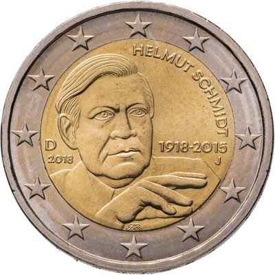 купить Германия 2 евро (euro) 2018 100 лет со дня рождения Гельмута Шмидта