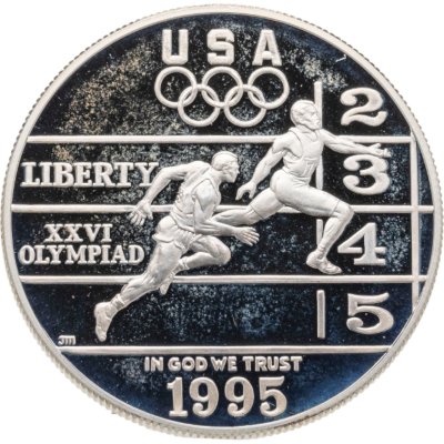 купить США 1 доллар (dollar) 1995 "XXVI летние Олимпийские Игры, Атланта 1996 - Бег"