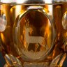 Купить Бокал (кубок) с эффектом линзы и изображением оленя, хрусталь, нацвет, гранение, Богемия, 1910-1940 гг.