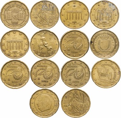 купить Европа набор из 14 монет 20 центов 1999-2008