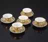 Купить Набор чайных пар "Золотые ромашки" на 5 персон, художник Л.И. Григорьева, фарфор, деколь, золочение, Ленинградский фарфоровый завод (ЛФЗ), СССР, 1970-1990 гг.