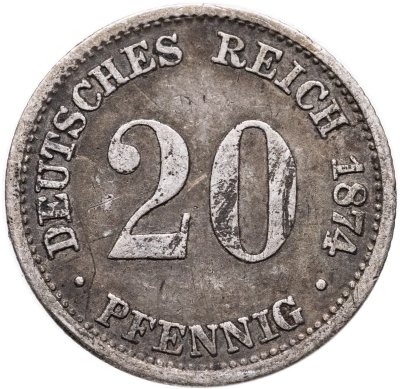 купить Германия 20 пфеннигов (pfennig) 1874 D знак монетного двора: "D" - Мюнхен