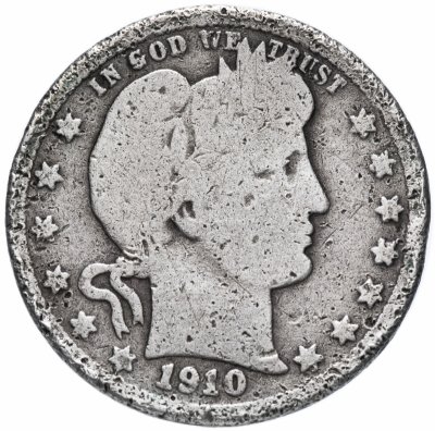 купить США 25 центов (квотер, 1/4 доллара, quarter dollar) 1910 "Barber Quarter"