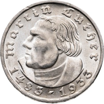 купить Германия, Третий рейх 2 рейхсмарки (reichsmark) 1933 "450 лет со дня рождения Мартина Лютера"