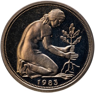купить Германия 50 пфеннигов (pfennig) 1983, знак монетного двора: "F" - Штутгарт