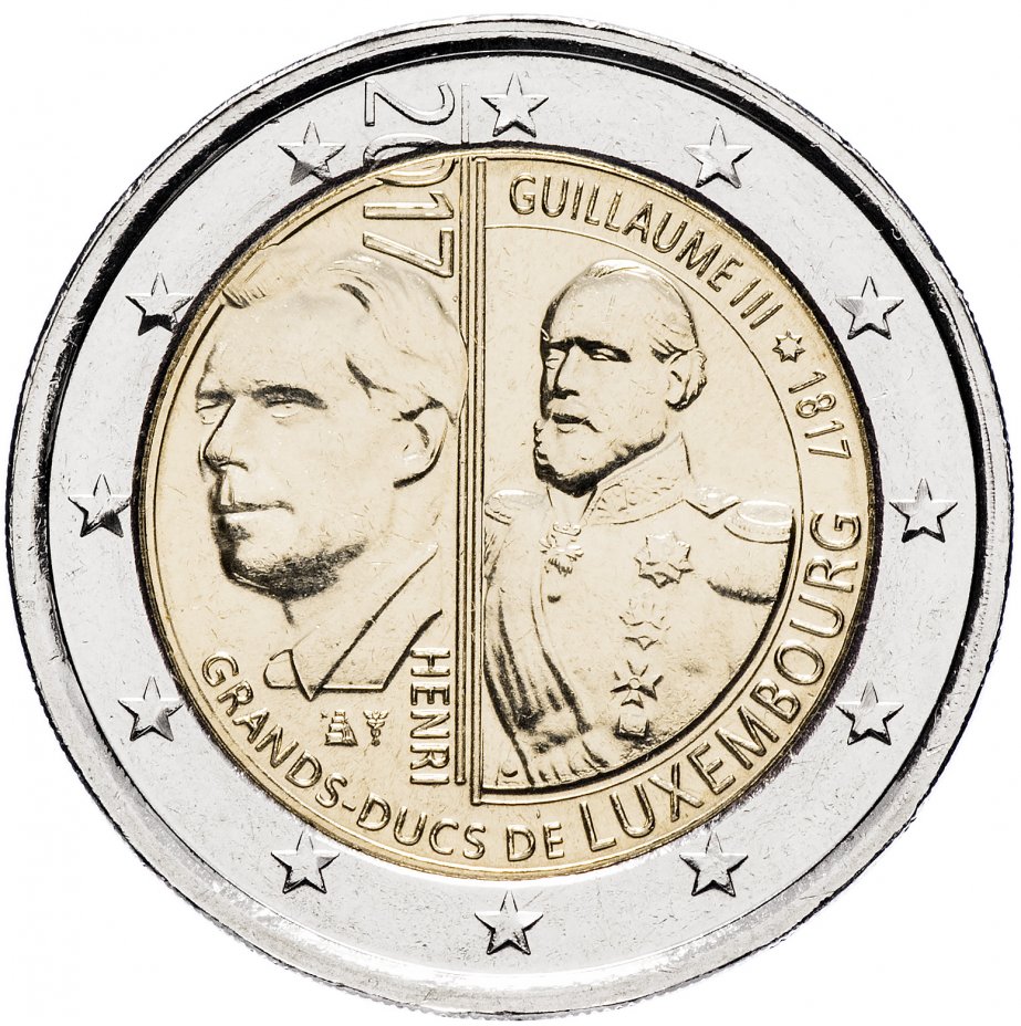 купить Люксембург 2 евро 2017 "200 лет со дня рождения Великого герцога Виллема III"