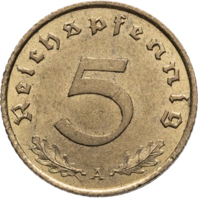 купить Германия (Третий рейх) 5 рейхспфеннигов (reichspfennig) 1938 A