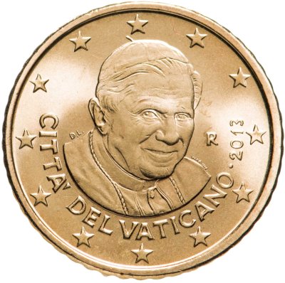 Монета Ватикан 50 евроцентов (euro cent) 2013 стоимостью 666 руб.