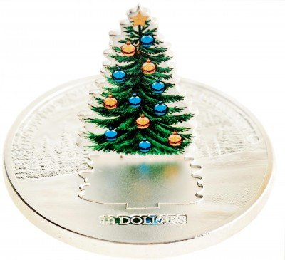 Купить Науру 10 долларов 2008 "Новогодняя ёлка" монета-трансформер