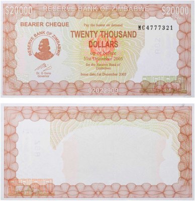 купить Зимбабве 20000 долларов 2003 (2005)