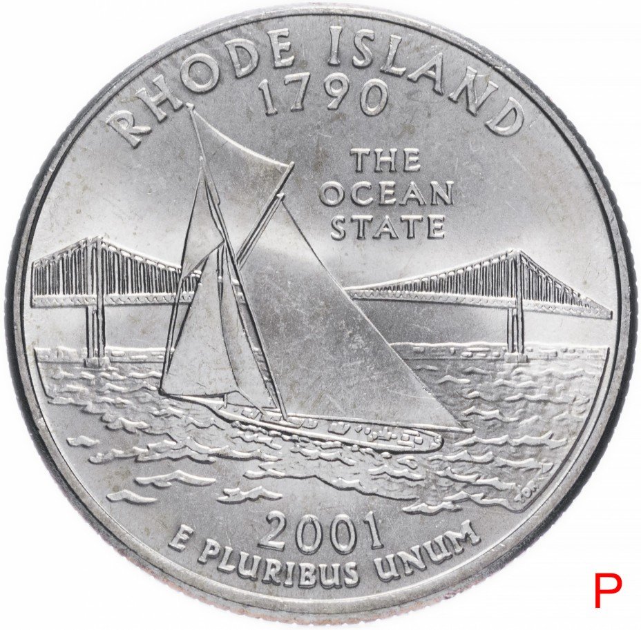 купить США 1/4 доллара (квотер, 25 центов) 2001 P "Штат Род Айленд"