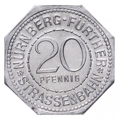 купить Германия, Нюрнберг 20 пфеннигов 1921 "Wasserspeier" (трамвайный жетон)