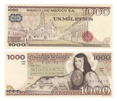 купить Мексика 1000 песо 1981 год Pick 76 серия MX