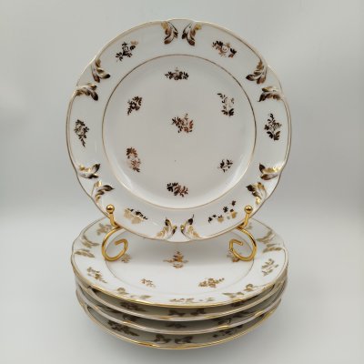 купить Набор из 5-ти тарелок, украшенных флористическим и цветочным декором, фарфор, золочение, Западная Европа, 1890-1920 гг.
