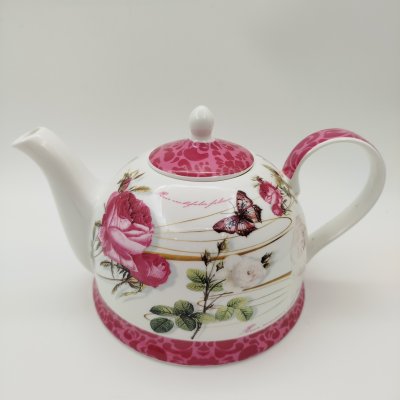 купить Чайник заварочный, украшенный изображением роз и бабочек, Jameson & Tailor, фарфор, деколь, Германия, 2000-2010 гг.