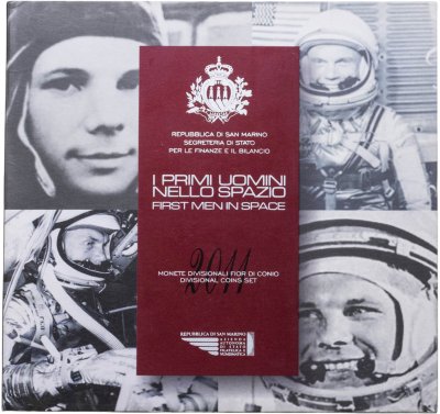 купить Сан-Марино годовой набор из 9-ти монет евро 2011 "Первый человек в космосе Гагарин" в буклете