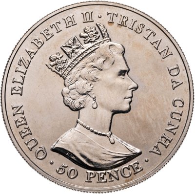 купить Тристан-да-Кунья 50 пенсов (pence) 2001 75 лет со дня рождения королевы Елизаветы II