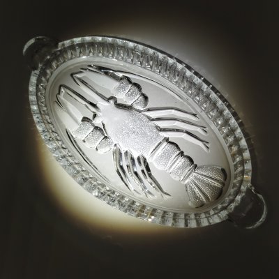 купить Блюдо сервировочное (селёдочница) "Рак", стекло, пресс, матирование, СССР, 1970-1990 гг.