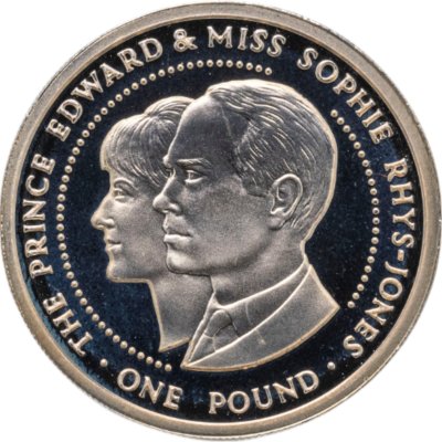 купить Гернси 1 фунт (pound) 1999 Свадьба принца Эдуарда и мисс Софи Рис-Джонс