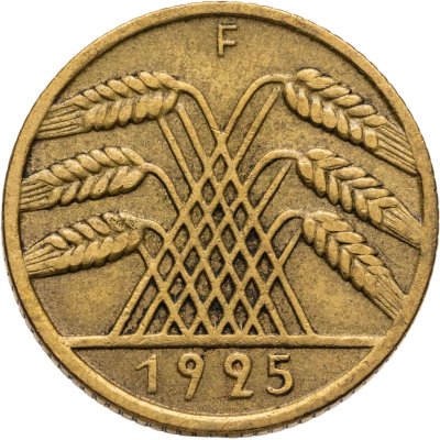 купить Германия 10 рейхспфеннигов (reichspfennig) 1925 F знак монетного двора "F" — Штутгарт
