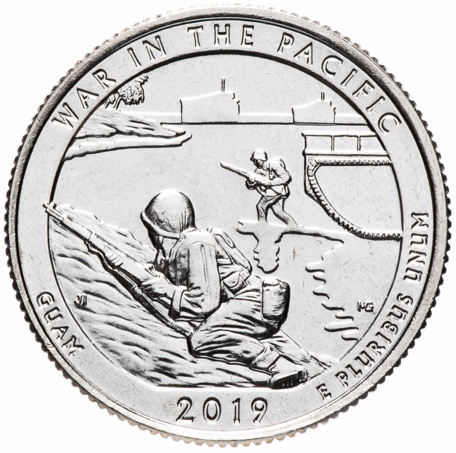 купить США 1/4 доллара (25 центов, квотер) 2019 D — "Национальные парки - Гуам, война на Тихом океане" (48-й парк)