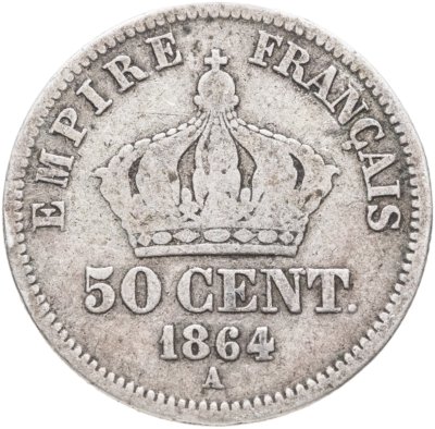 купить Франция 50 сантимов (centimes) 1864