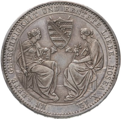 купить Саксония 1 талер 1854 Смерть Короля Фридриха Августа II