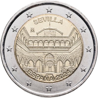 купить Испания 2 евро 2024 "Севильский собор, Севильский Алькасар и Архив Индий"