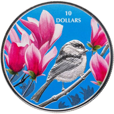 купить Канада 10 долларов 2017 "Птица Синица гаичка" в футляре с сертификатом