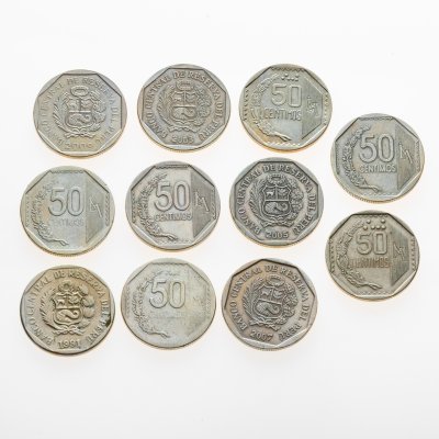 купить Перу набор монет 50 сентимо 1991-2011 (11 монет)